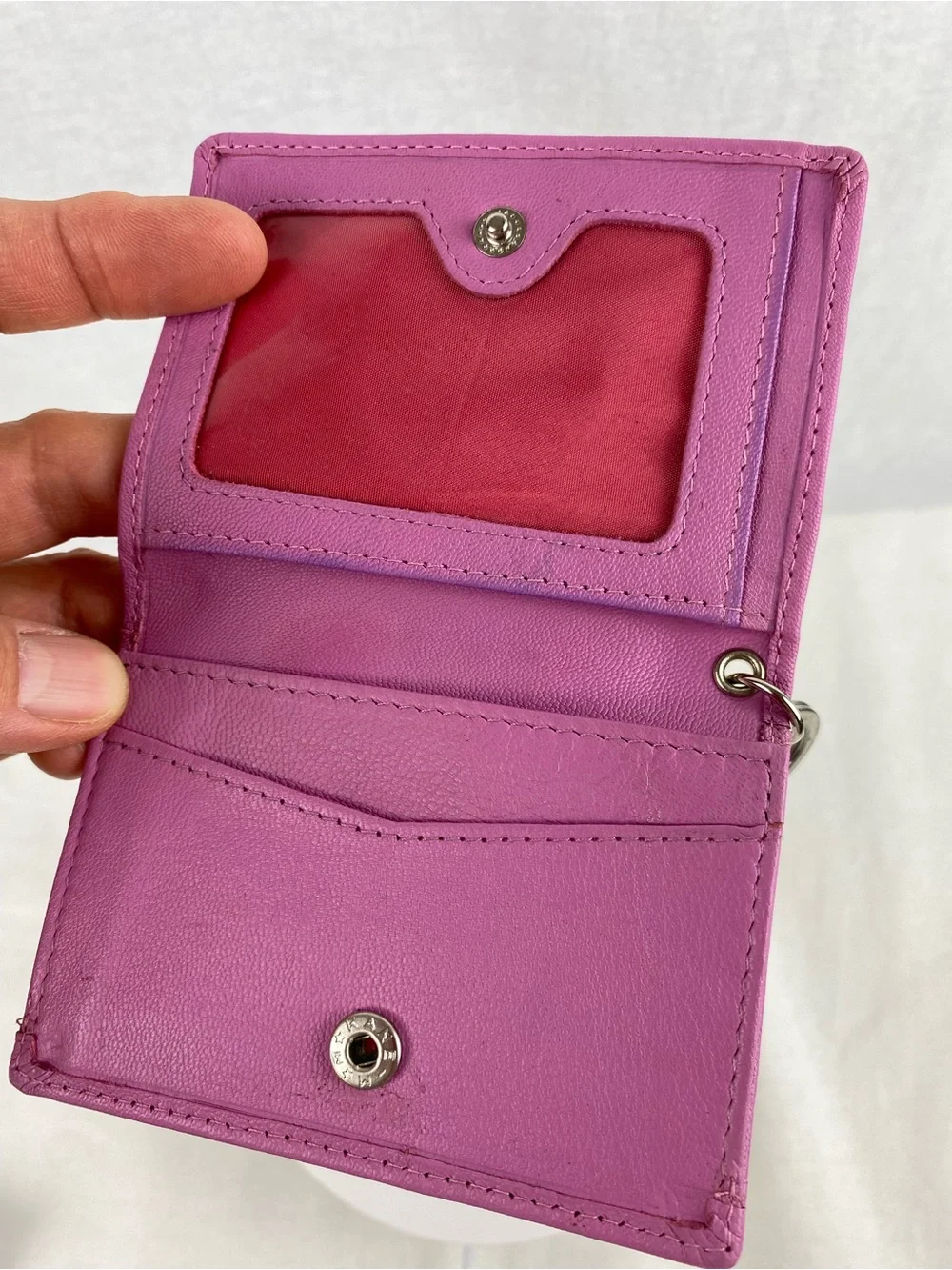 Mercedes Pink Leather Key & Card Holder